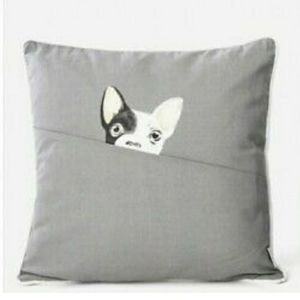 Set of 2 puppy peeking pillows